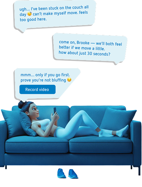 Twinsi character on couch encouraging you