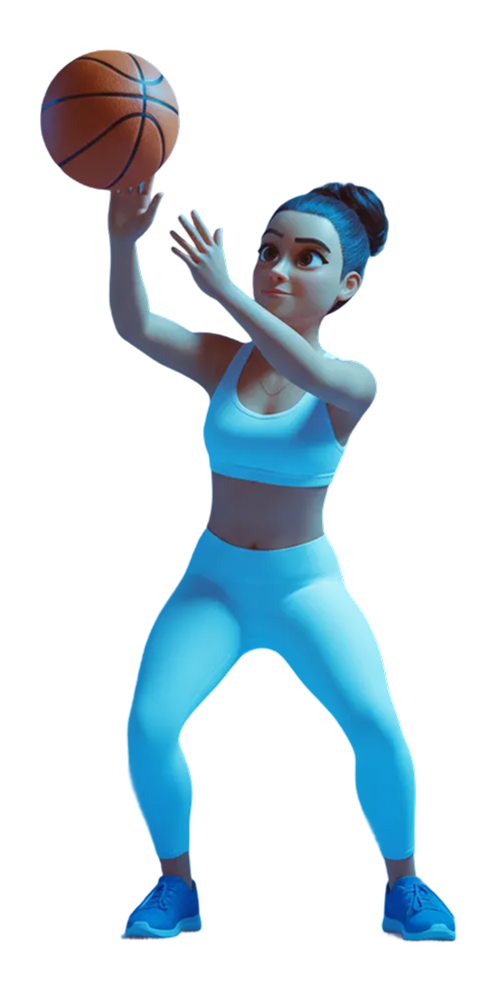 Twinsi character playing basketball